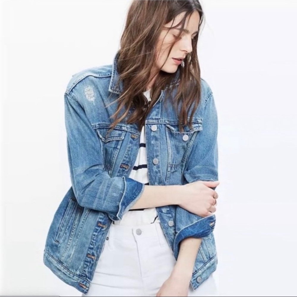 MADEWELL Ripped Distressed Denim Jean Jacket